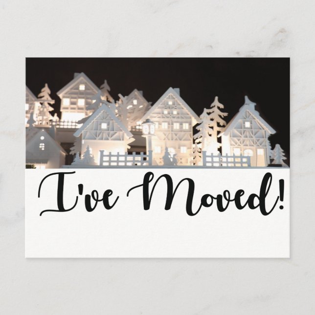 Carte Postale J'ai déménagé des maisons de Noël éclairées (Devant)