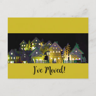 Carte Postale J'ai déménagé des maisons de Noël éclairées