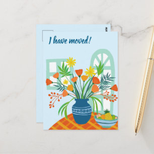 Carte Postale J'AI DÉMÉNAGÉ Floral Bouquet Nouveau Accueil Adres