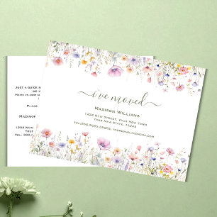 Carte Postale J'ai déménagé Wildflower Annonce de déménagement