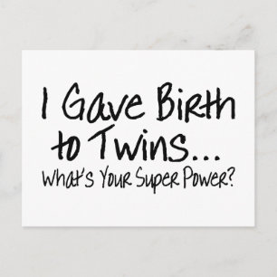 Carte Postale J'Ai Donné Naissance À Twins Whins Votre Super Pui