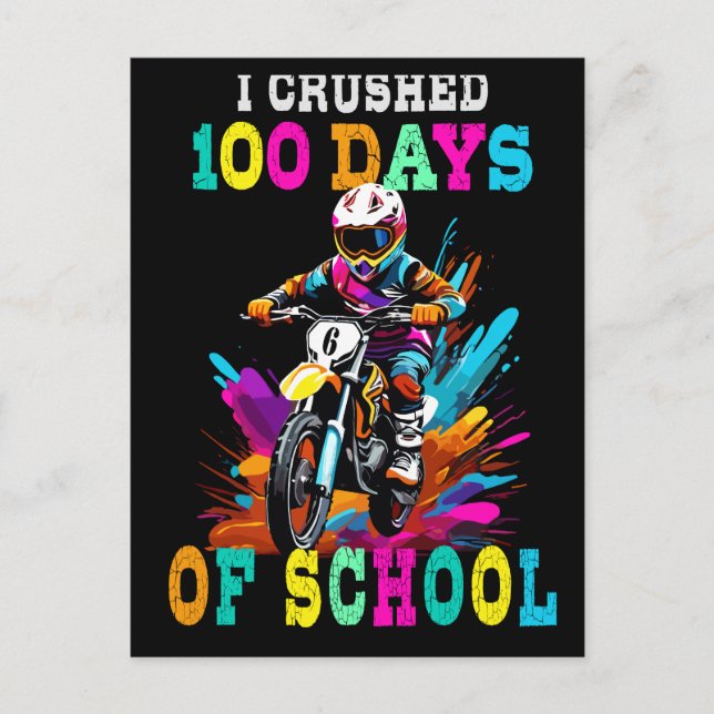 Carte Postale J'ai écrasé 100 jours d'école Motocross (Devant)