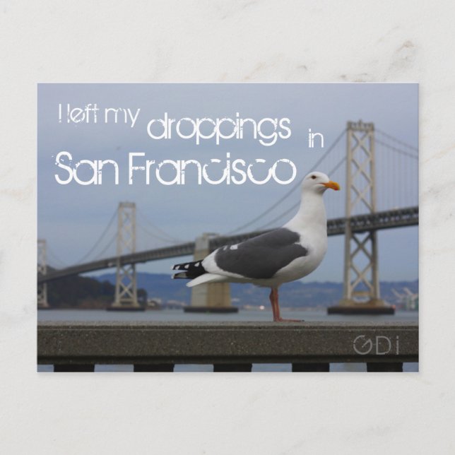 Carte Postale J'ai laissé mes crottes à San Francisco (Devant)