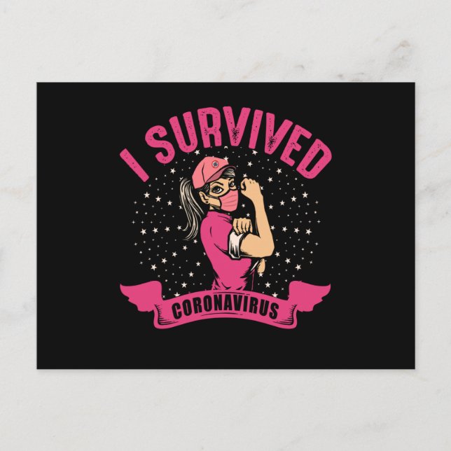 Carte Postale J'ai survécu Coronavirus Covid 19 Survivant (Devant)
