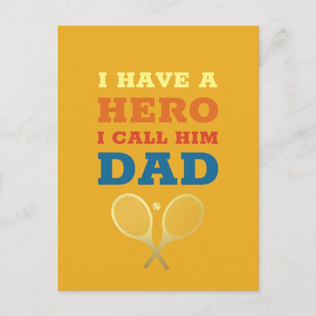 Carte Postale J'Ai Un Héros Papa - Tennis Père Fête des pères (Devant)