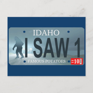 Carte Postale "J'Ai Vu 1" Plaque de licence Sasquatch