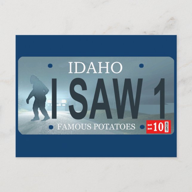 Carte Postale "J'Ai Vu 1" Plaque de licence Sasquatch (Devant)
