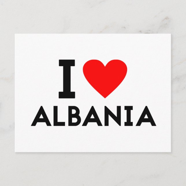 Carte Postale j'aime Albanie pays nation symbole du coeur (Devant)