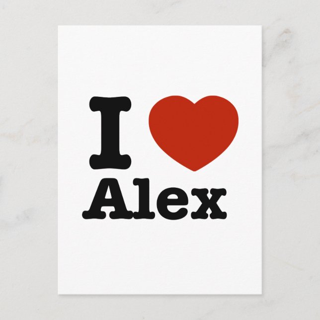 Carte Postale J'aime Alex (Devant)