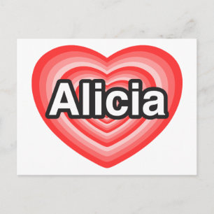 Carte Postale J'aime Alicia. Je t'aime Alicia. Cœur