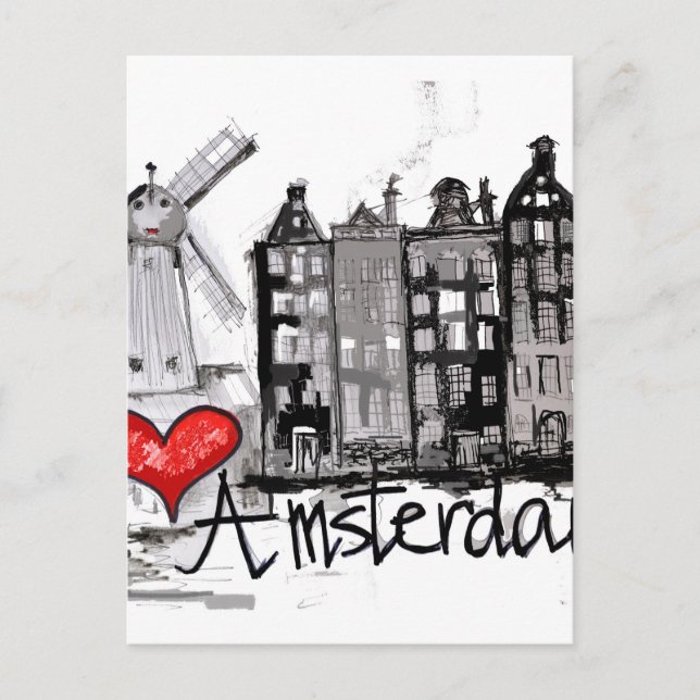 Carte Postale J'aime Amsterdam (Devant)