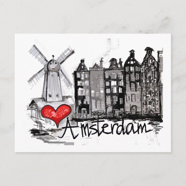 Carte Postale J'aime Amsterdam (Devant)