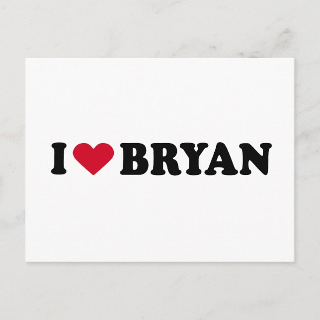 CARTE POSTALE J'AIME BRYAN (Devant)