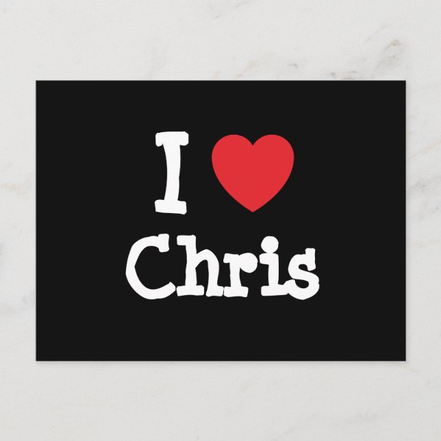 Carte Postale J'aime Chris coeur personnalisé (Devant)