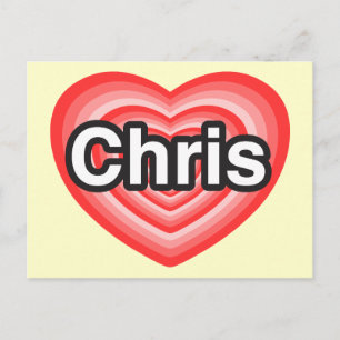 Carte Postale J'aime Chris. Je t'aime Chris. Cœur