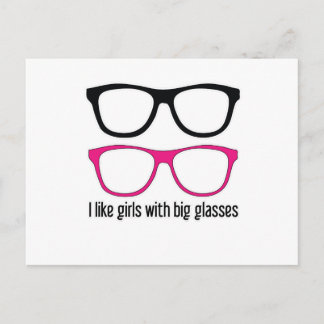 Carte Postale J'aime des filles avec de grands verres