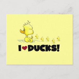 Carte Postale J'aime des T-shirts et des cadeaux de canards