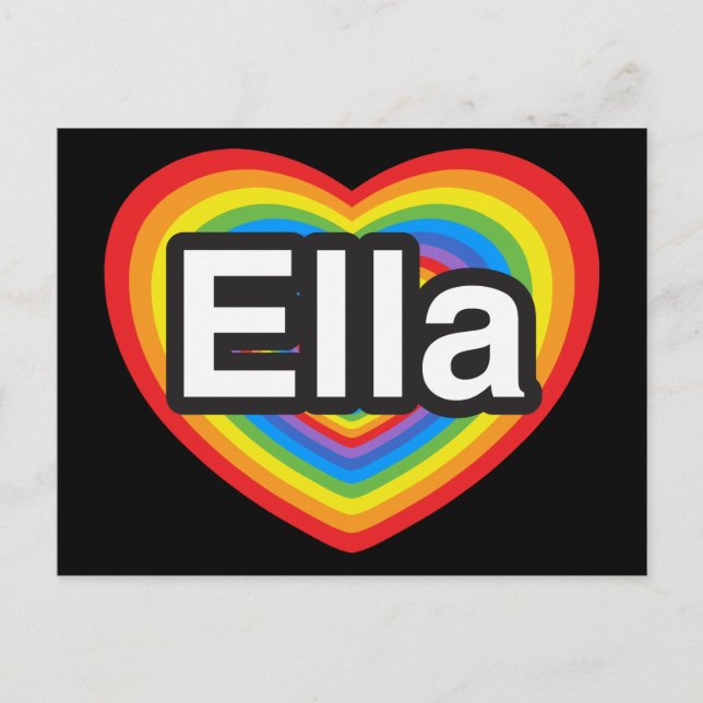 Carte Postale J'aime Ella. Je t'aime Ella. Cœur (Devant)