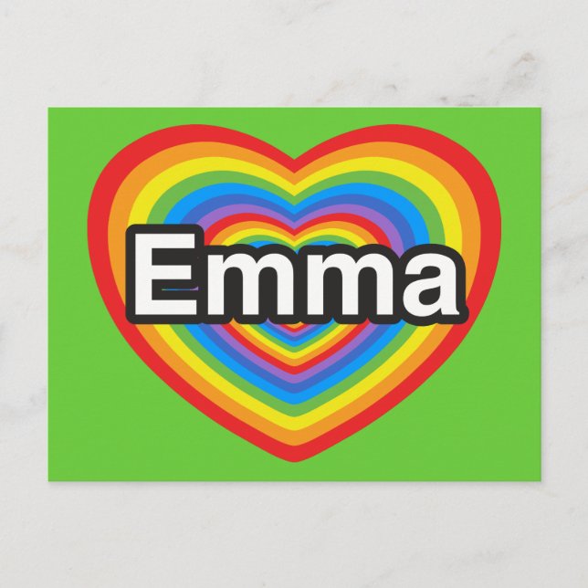 Carte Postale J'aime Emma. Je t'aime Emma. Cœur (Devant)