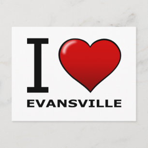 CARTE POSTALE J'AIME EVANSVILLE, EN - INDIANA