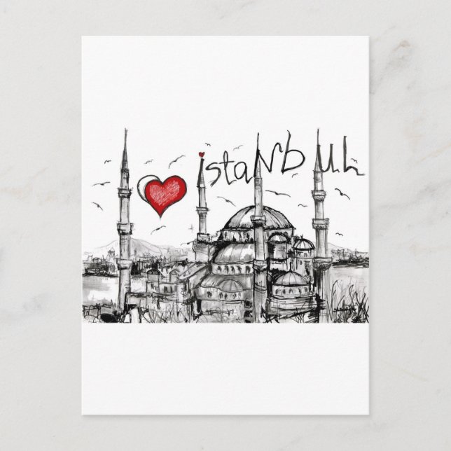 Carte Postale J'aime Istanbul (Devant)