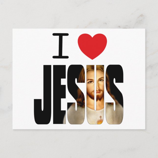 Carte Postale J'aime Jésus - Je Coeur Jésus avec l'image du nom (Devant)