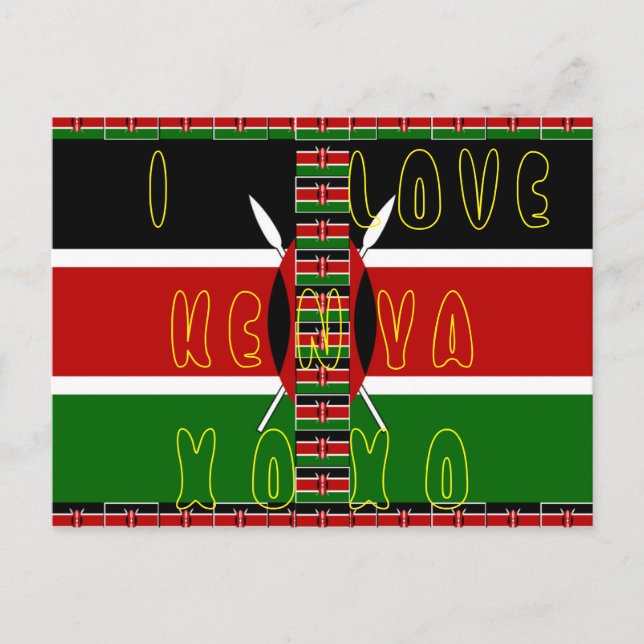 Carte Postale J'aime Kenya XOXO (Devant)