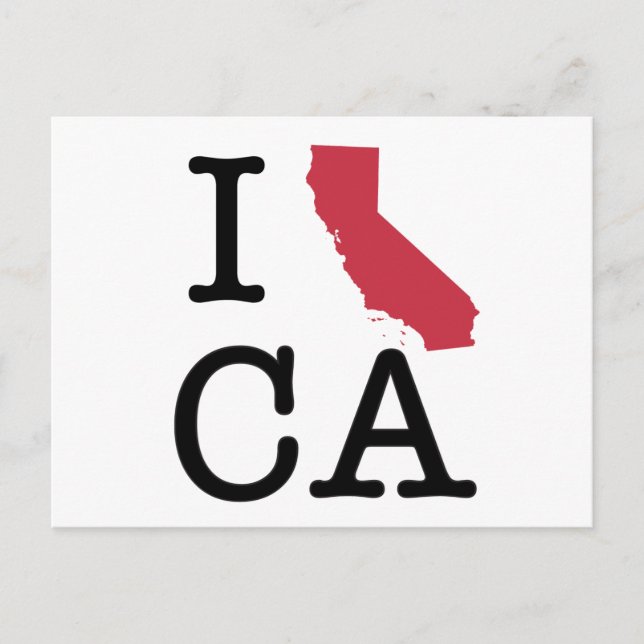 Carte Postale J'aime la Californie (Devant)