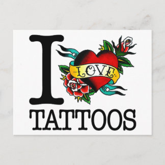 Carte Postale j'aime la conception de fripes encrée par tatouage