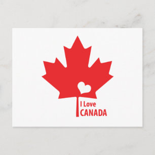 Carte Postale J'aime la feuille d'érable du Canada