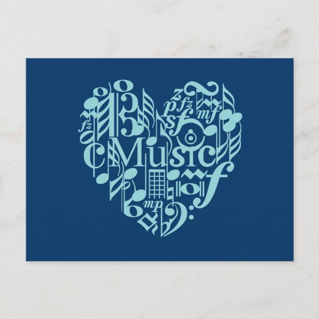 Carte postale J'aime la musique (Devant)