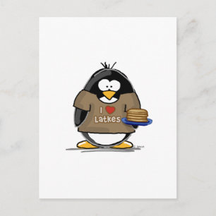 Carte Postale J'aime Latkes Penguin