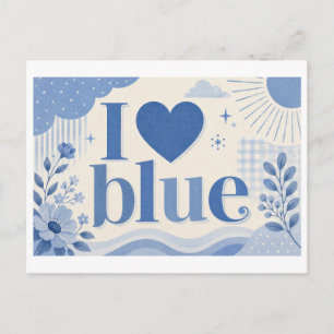Carte Postale "J'aime le bleu"