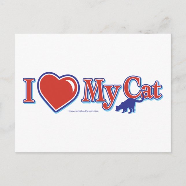 Carte Postale J'Aime Le Coeur Mon Chat (Devant)