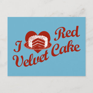 Carte Postale J'Aime Le Gâteau De Velours Rouge
