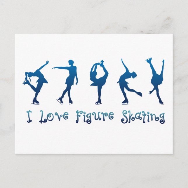 Carte Postale J'aime le patinage artistique - bleu (Devant)