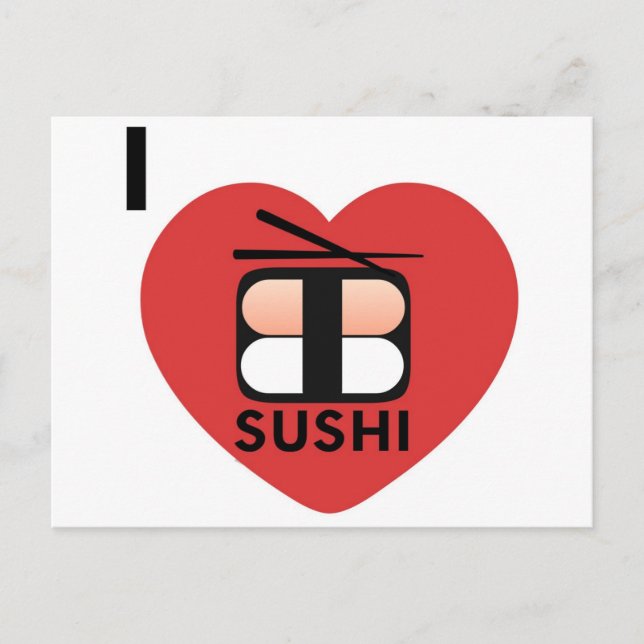 Carte Postale J'Aime Le Sushi (Devant)