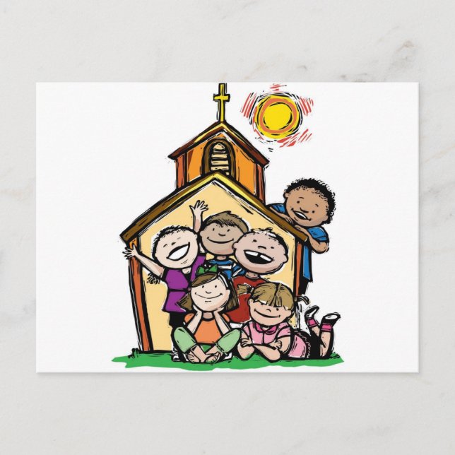 Carte Postale J'aime l'église des enfants ! (Devant)