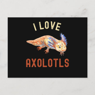 Carte Postale J'Aime Les Axolotls, Mignons Axolotl Drôle