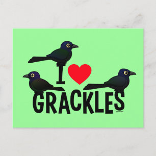 Carte Postale J'Aime Les Grackles