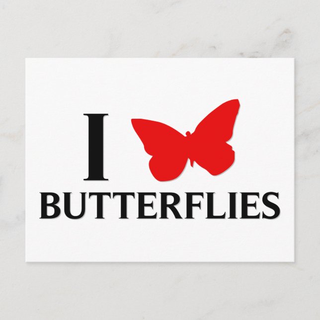 Carte Postale J'aime les papillons (Devant)
