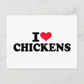 Carte Postale J'aime les poulets