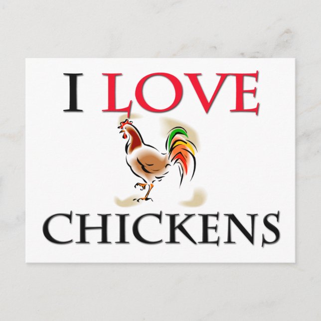 Carte Postale J'aime les poulets (Devant)