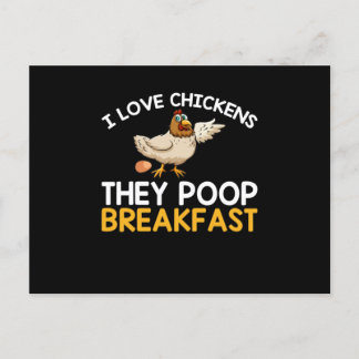 Carte Postale J'Aime Les Poulets Ils Poop Petit Déjeuner Drôle P