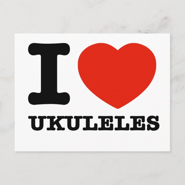 Carte Postale J'aime les ukuleles (Devant)