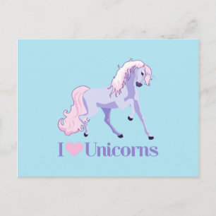 Carte Postale J'Aime Les Unicornes