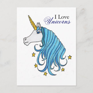 Carte Postale J'Aime Les Unicornes