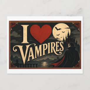 Carte Postale "J'aime les vampires"