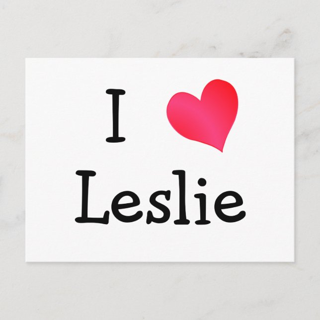 Carte Postale J'aime Leslie (Devant)