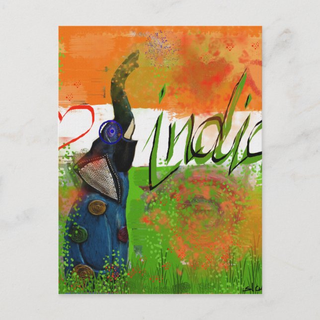 Carte Postale J'aime l'Inde (Devant)